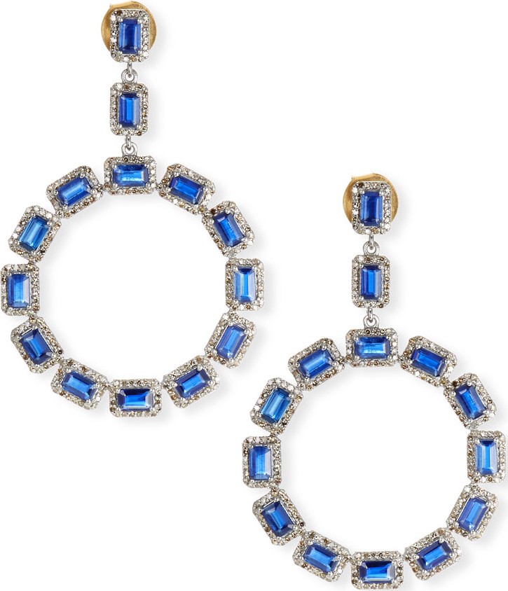 Siena Jewelry Kyanite & Diamond Hoop Drop Earrings
