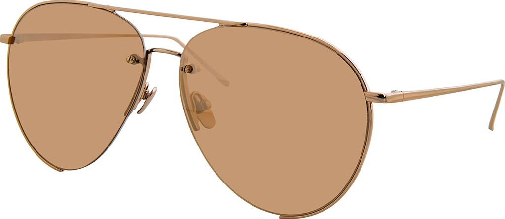 Linda Farrow Semi-Rimless Mirrored Aviator Sunglasses, Rose Gold