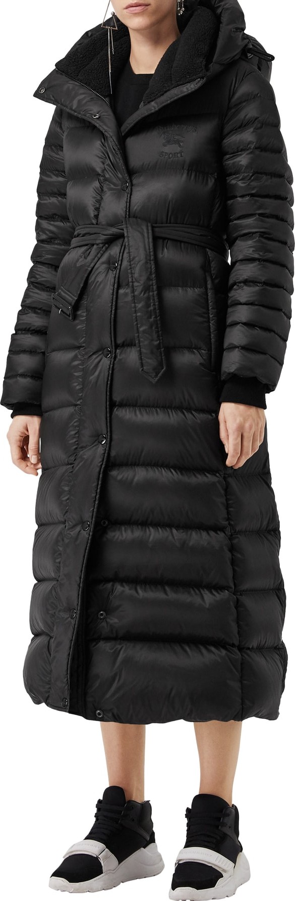 Burberry London England Kington Faux Fur Trim Long Down Coat