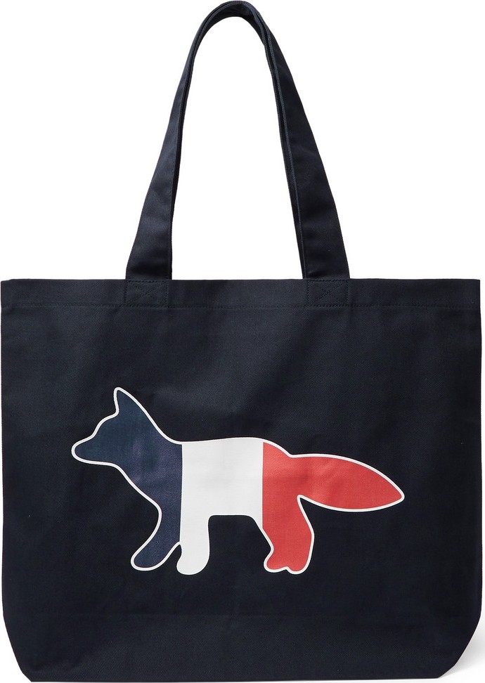 Maison Kitsune Logo-Print Cotton-Blend Twill Tote Bag