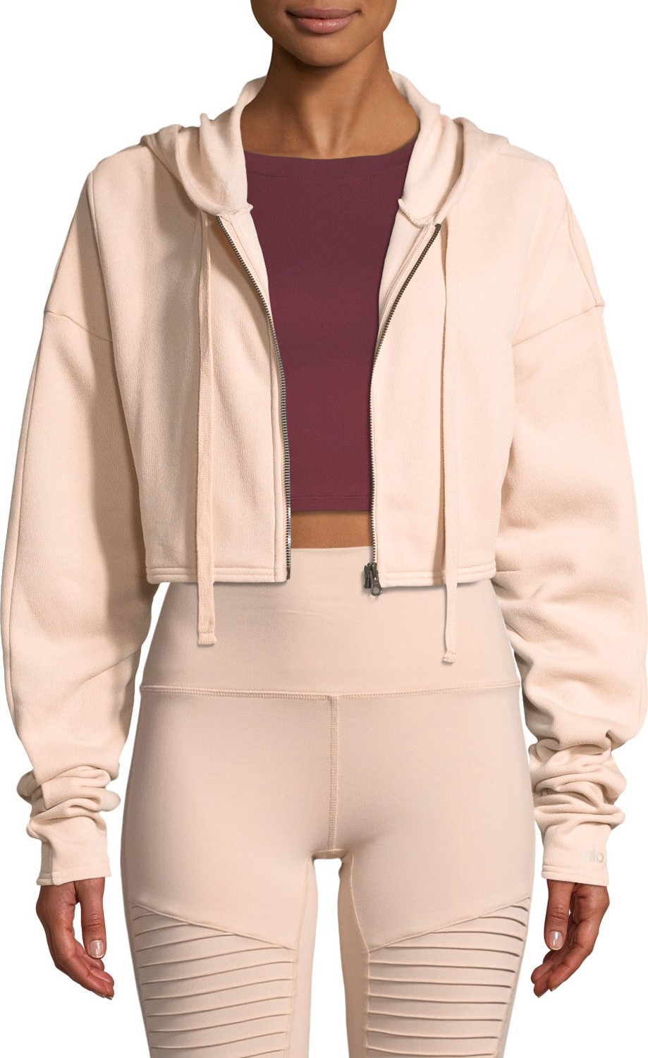 Alo Yoga Extreme Crop Hooded Zip-Front Jacket