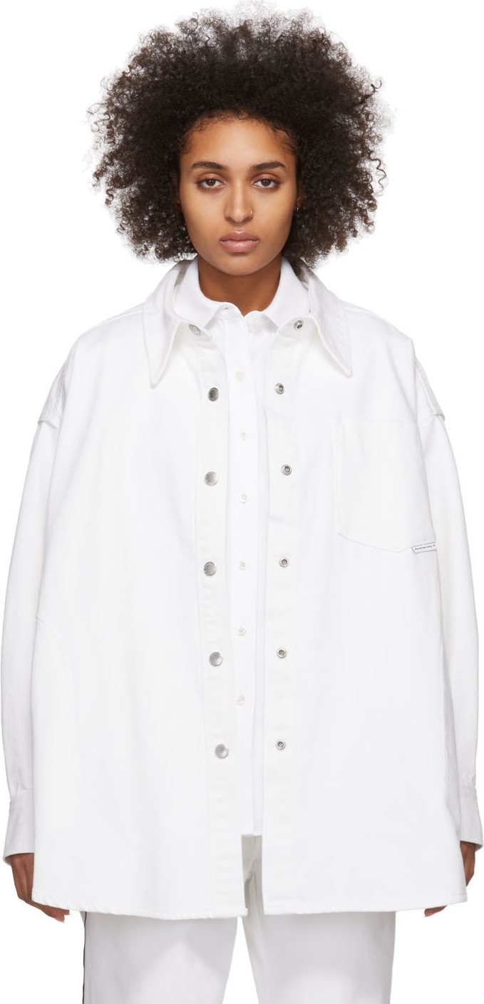 Alexander Wang White Denim Long Jacket Shirt