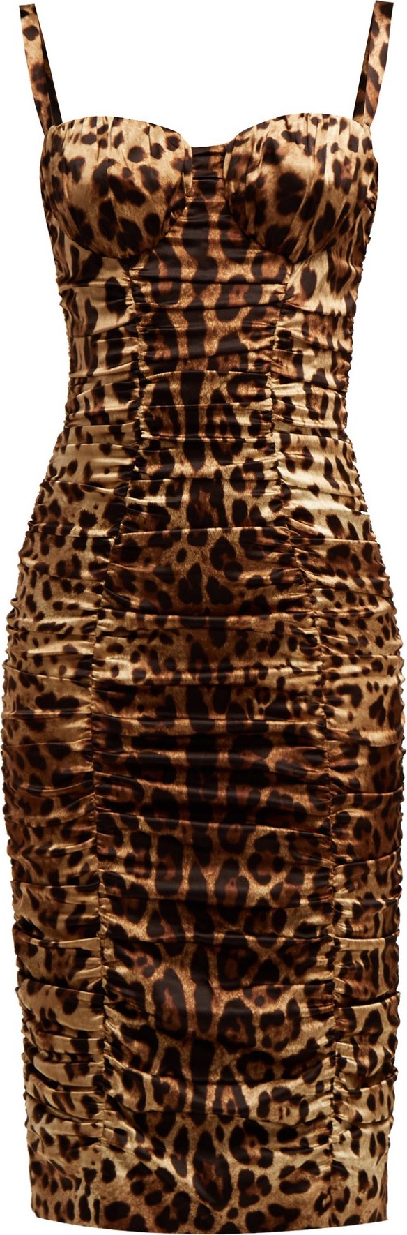 Dolce & Gabbana Bustier ruched silk-blend satin midi dress