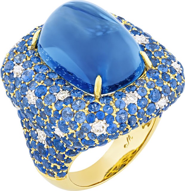 Margot McKinney Marbella 18k Gold & Denim Blue Topaz Ring