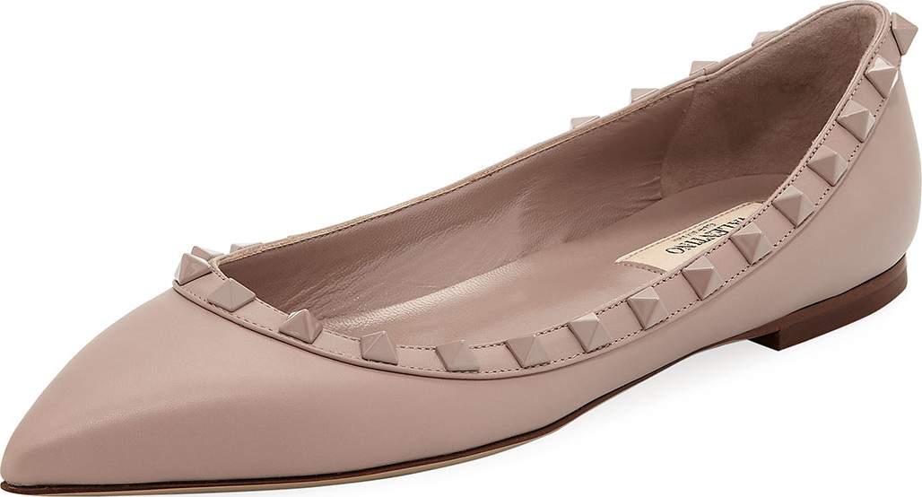 Valentino Rockstud Smooth Calf Leather Ballet Flat