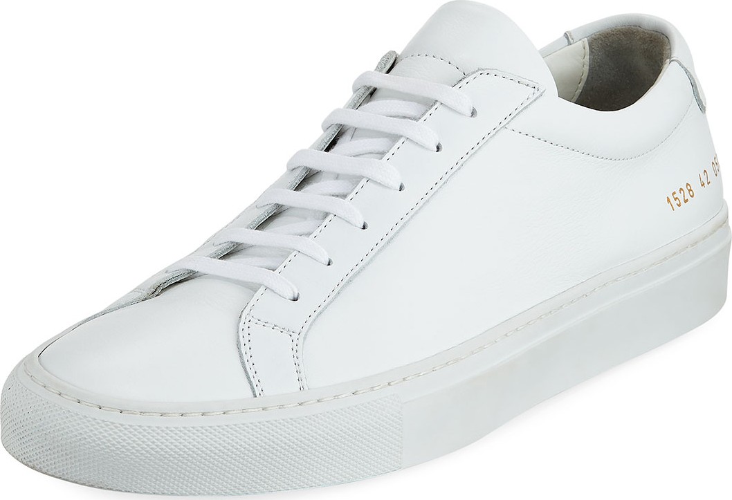 Common Projects Men's Achilles Leather Low-Top Sneakers, White