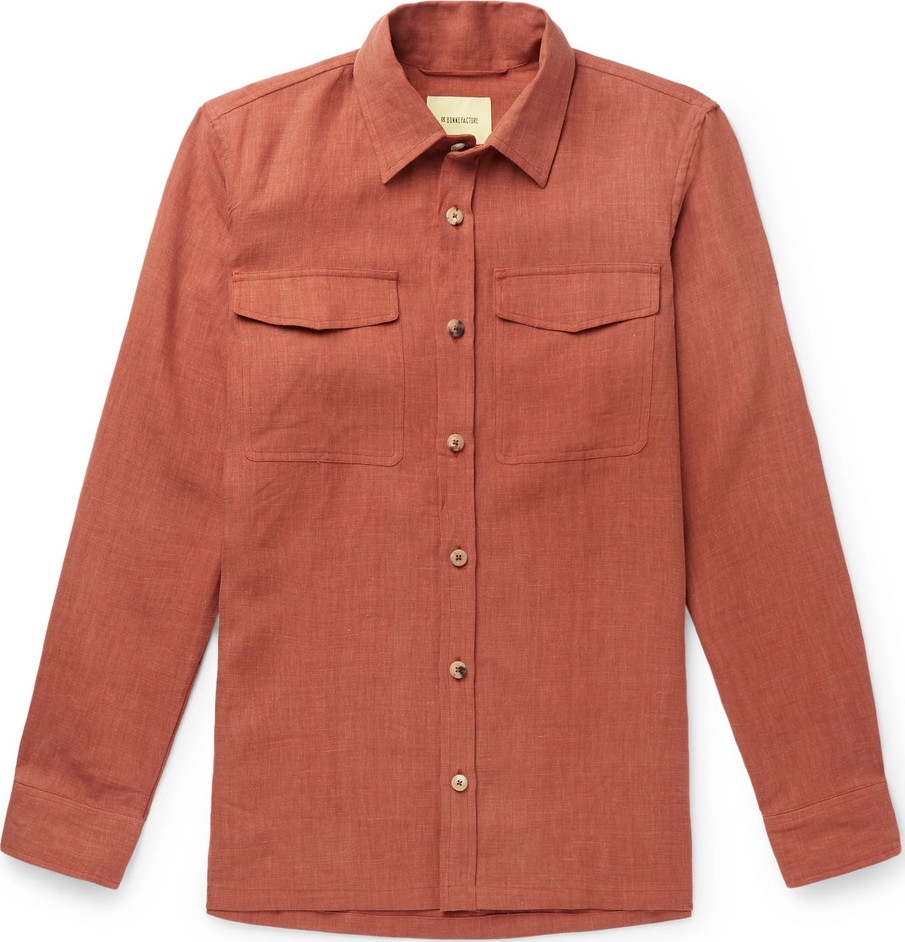 De Bonne Facture Explorer Brushed-Linen Overshirt