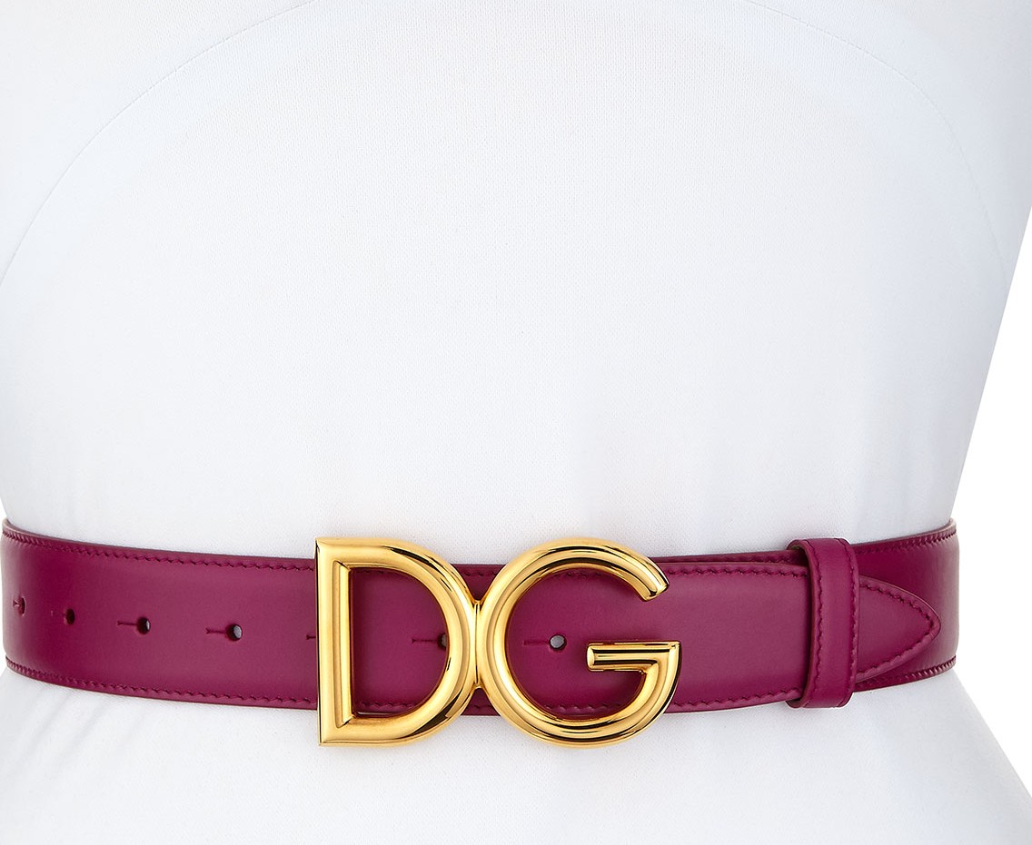 Dolce & Gabbana Leather Belt with DG Logo Buckle