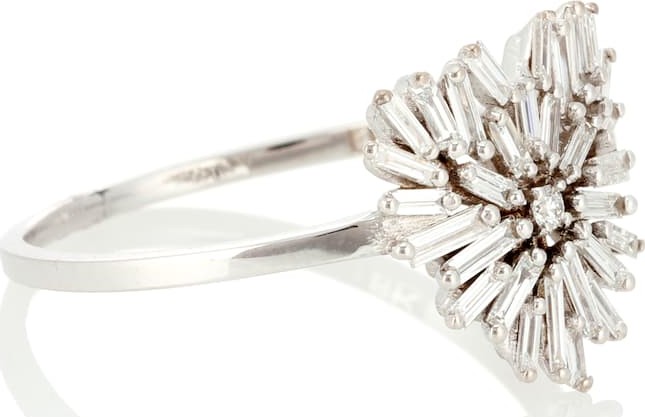 Suzanne Kalan Small Heart 18kt gold ring with diamonds