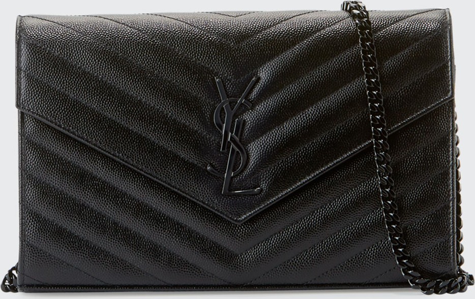 Saint Laurent Monogram YSL Matelassé Leather Wallet-on-Chain