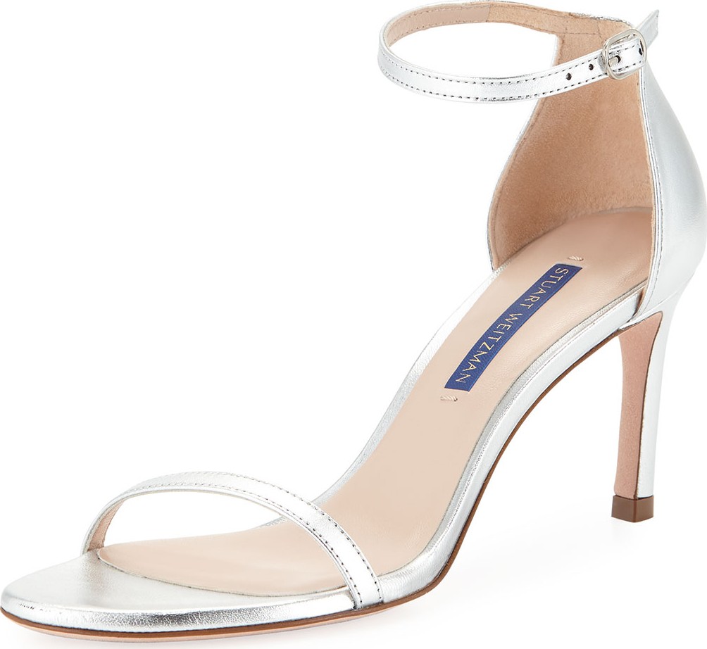 Stuart Weitzman Nudist 80 Metallic Leather Naked Sandals