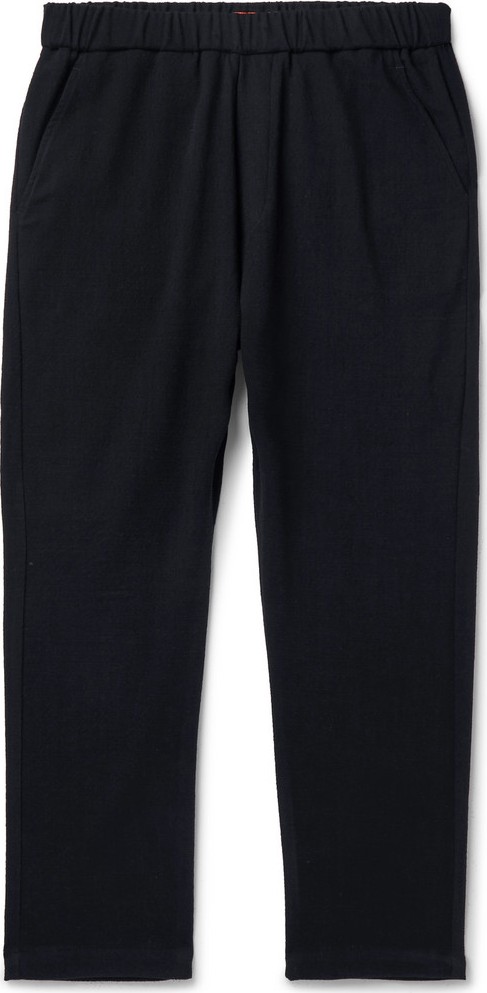 Barena Navy Tapered Stretch-Virgin Wool Drawstring Trousers