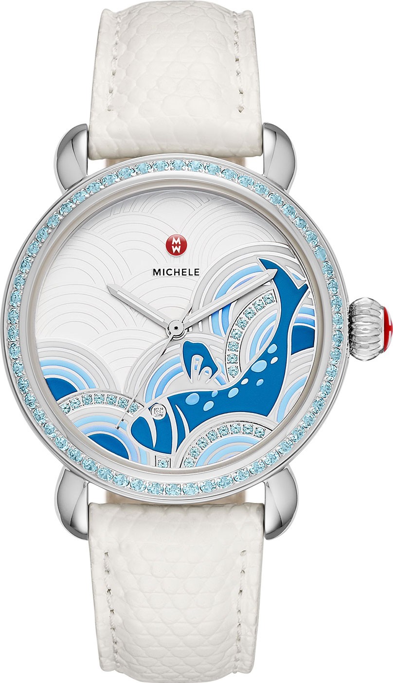 MICHELE 36mm Seaside Topaz Bluefish Dial Watch Head