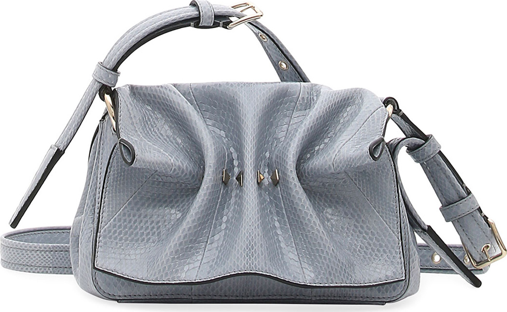 Valentino Bloomy Mini Gathered Snakeskin Shoulder Bag