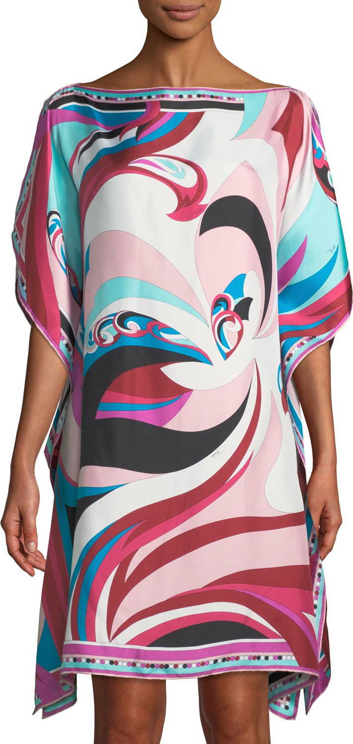 Emilio Pucci Parrot Printed Silk Twill Kaftan Coverup