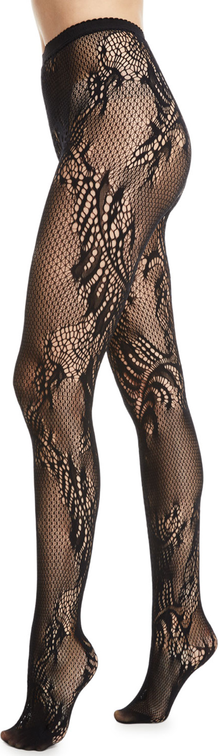 Natori Signature Sheer Feather Lace Net Tights