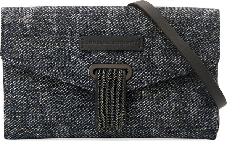 Brunello Cucinelli Denim Mini City Crossbody Bag