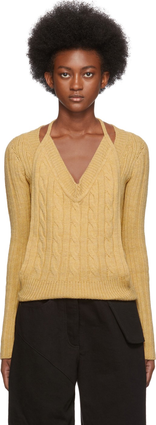 Jacquemus Yellow 'La Double Maille' V-Neck Sweater