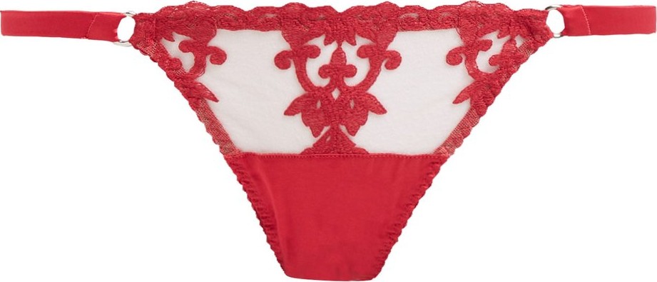Fleur of England Wallflower embroidered satin thong