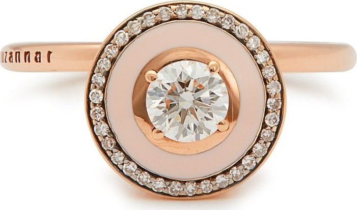 Selim Mouzannar Mina 18kt rose gold, diamond & enamel ring