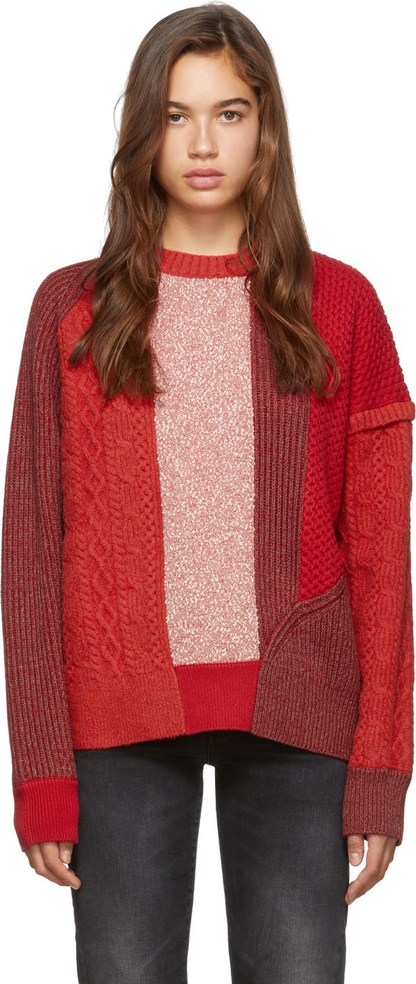 McQ - Alexander McQueen Red Patchwork Sweater