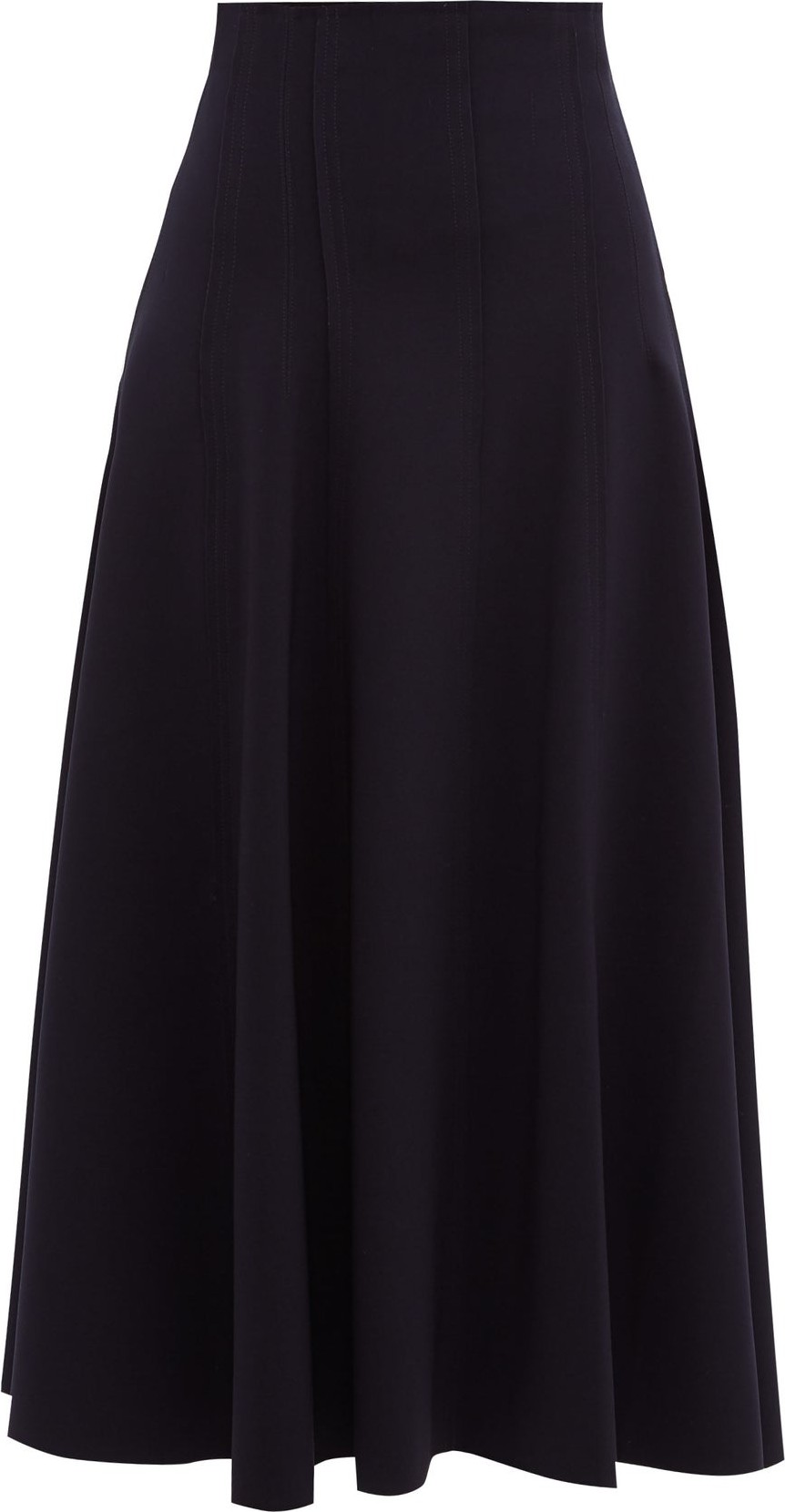 Norma Kamali Grace raw-seam flared midi skirt