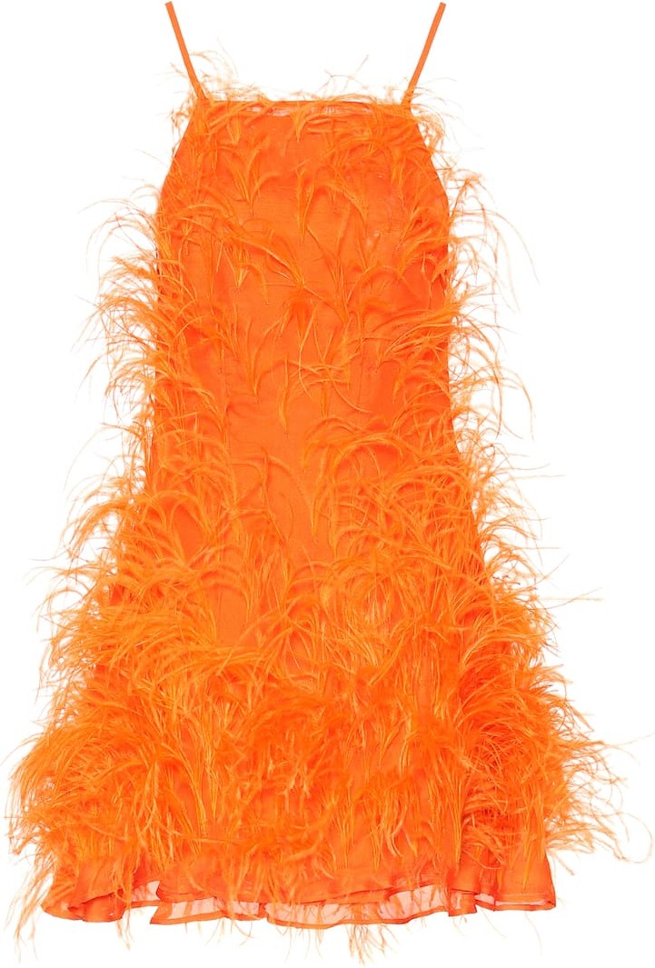 Cult Gaia Shannon feather and silk minidress