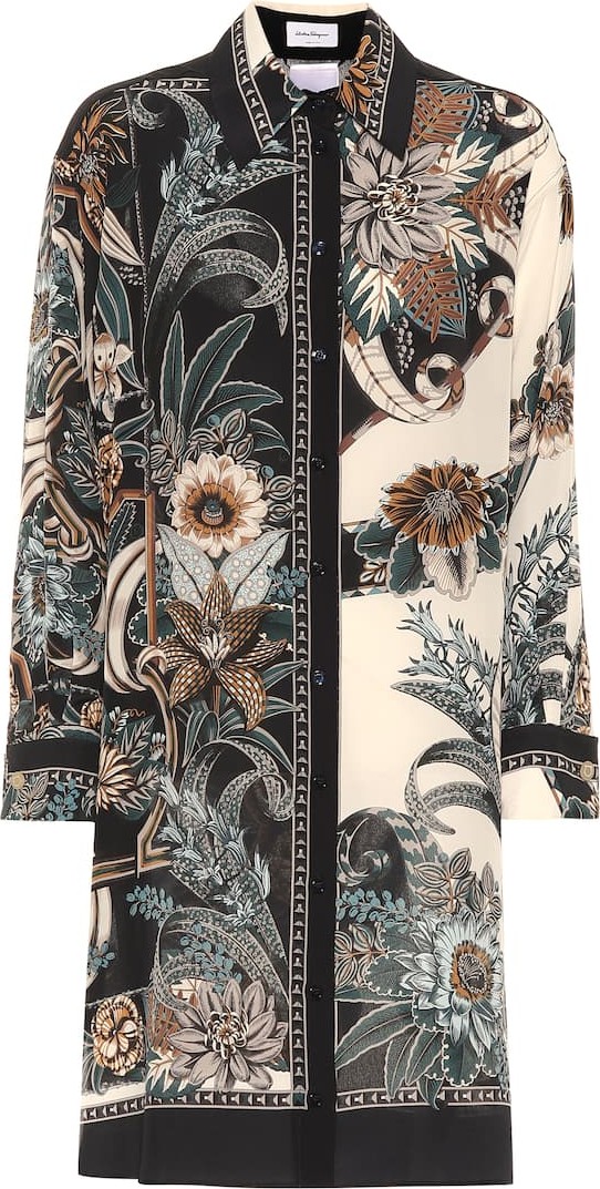 Salvatore Ferragamo Printed silk shirt dress