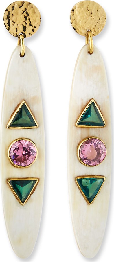 Ashley Pittman Funda Mixed-Stone Dangle Earrings in Light Horn