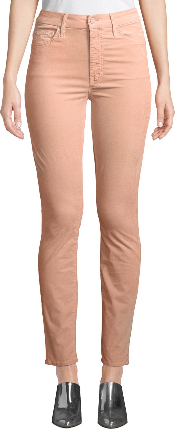 MOTHER Looker Velour High-Waist Skinny Ankle Jeans