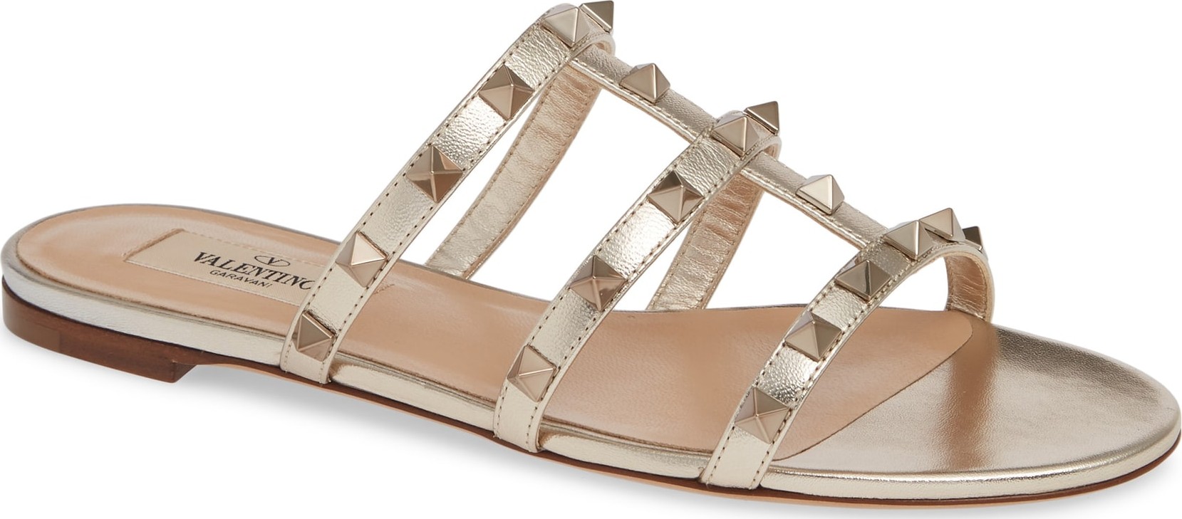 Valentino Rockstud Cage Slide Sandal