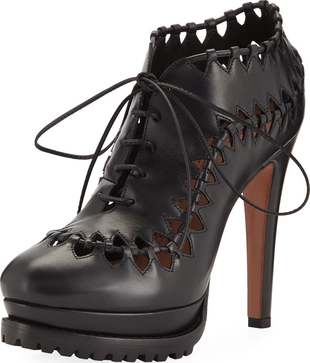 Alaïa Cutout Platform Leather Booties