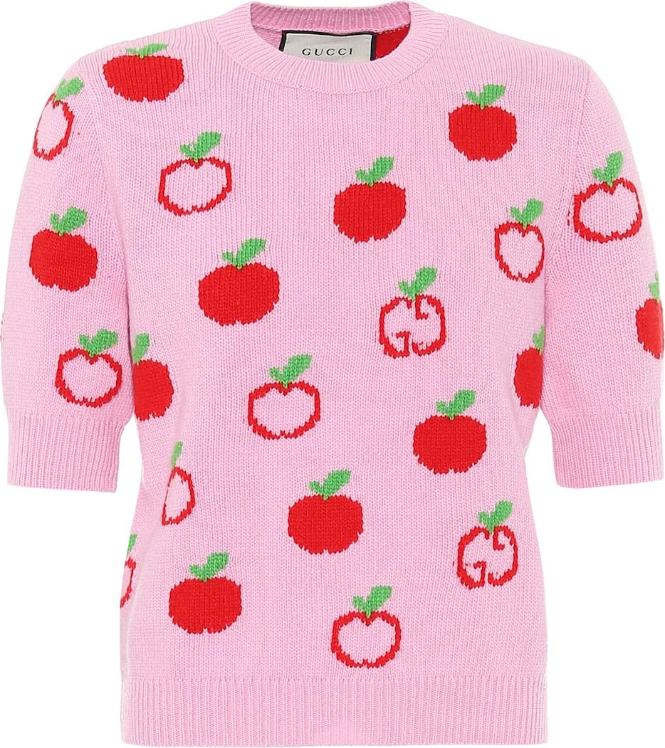 Gucci GG Apple jacquard wool top