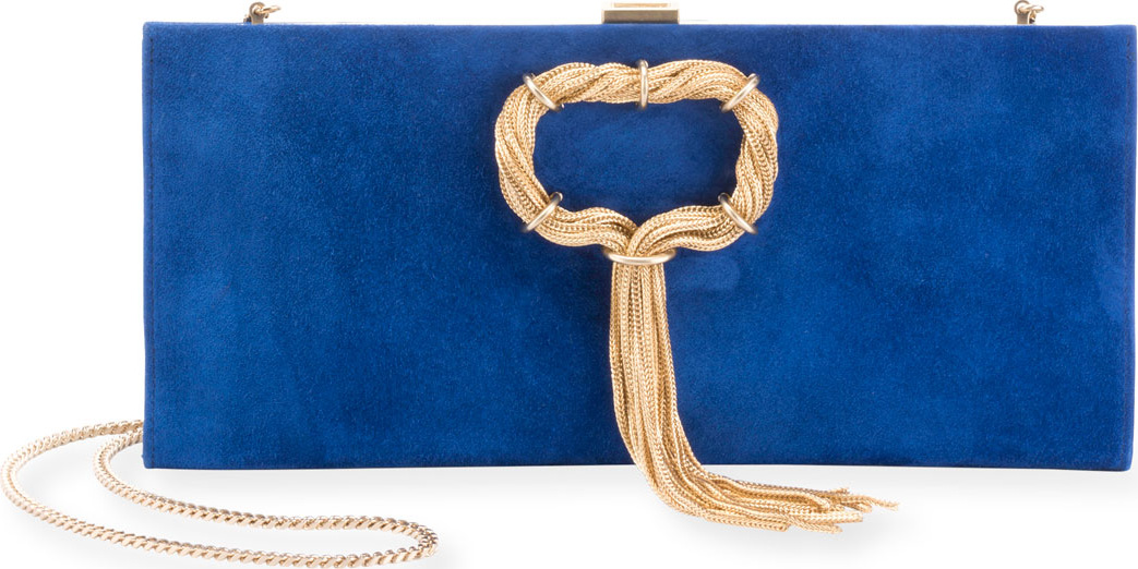 Roger Vivier Club Chain Suede Clutch Bag