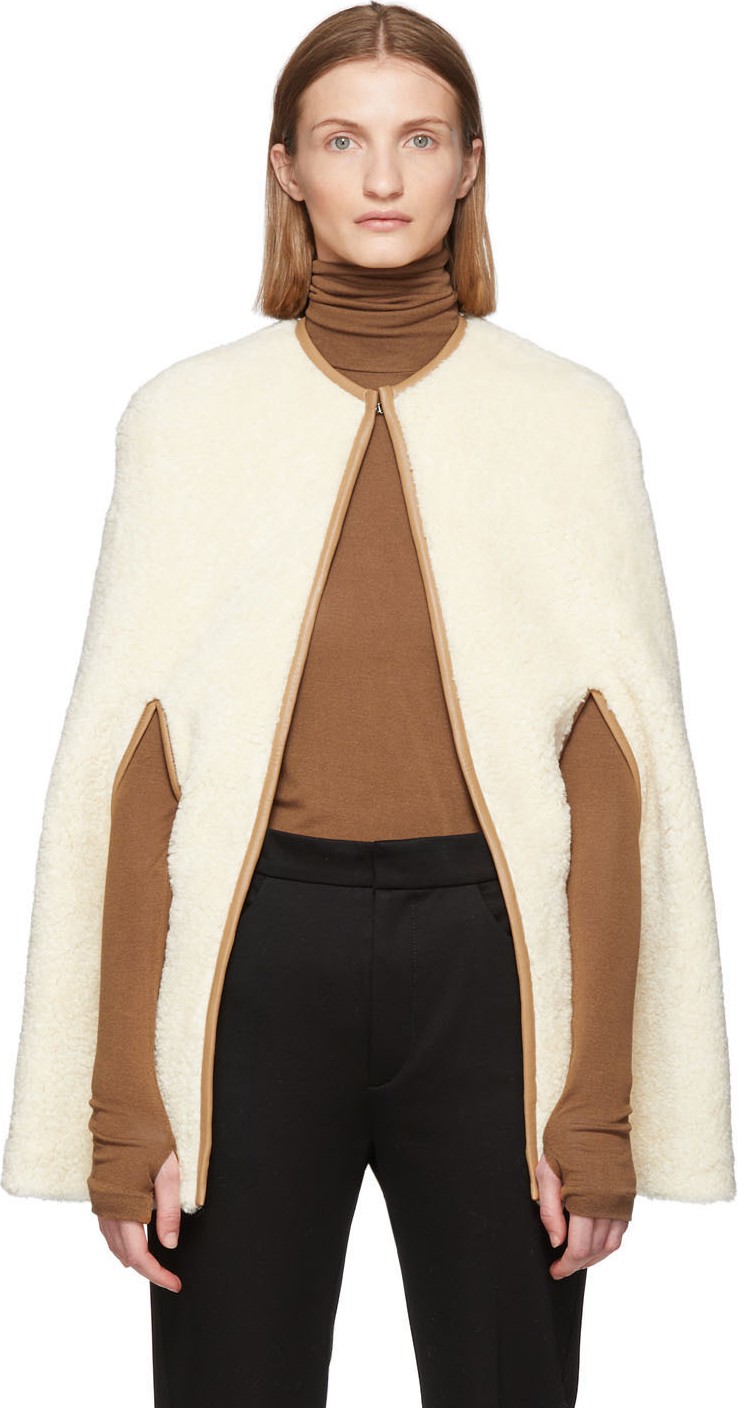 Totême Off-White Faux-Fur Mellac Cape