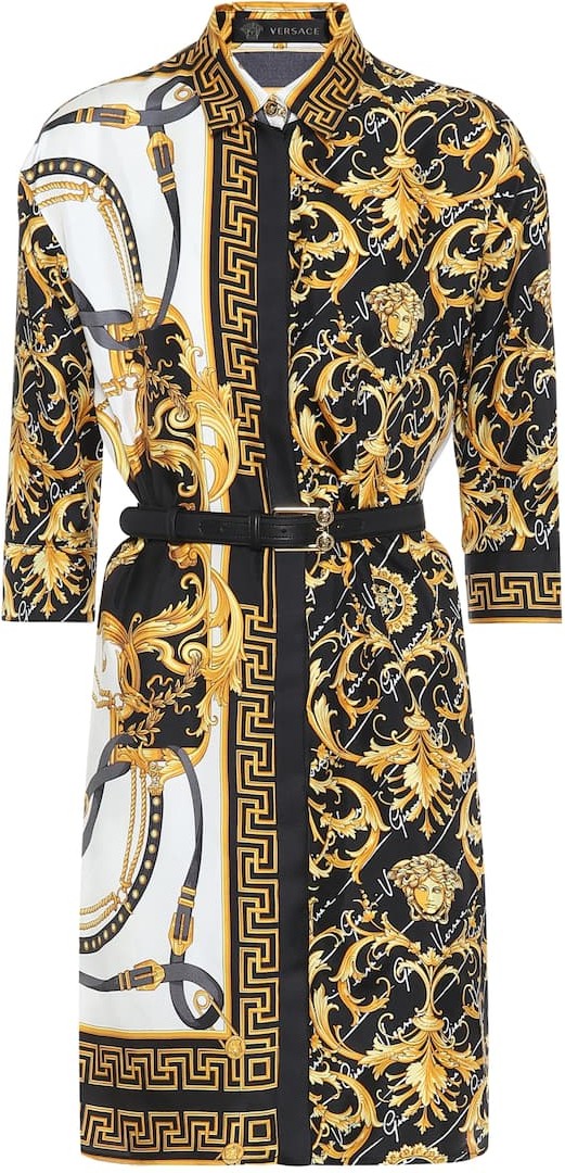 Versace Barocco silk-twill shirt dress