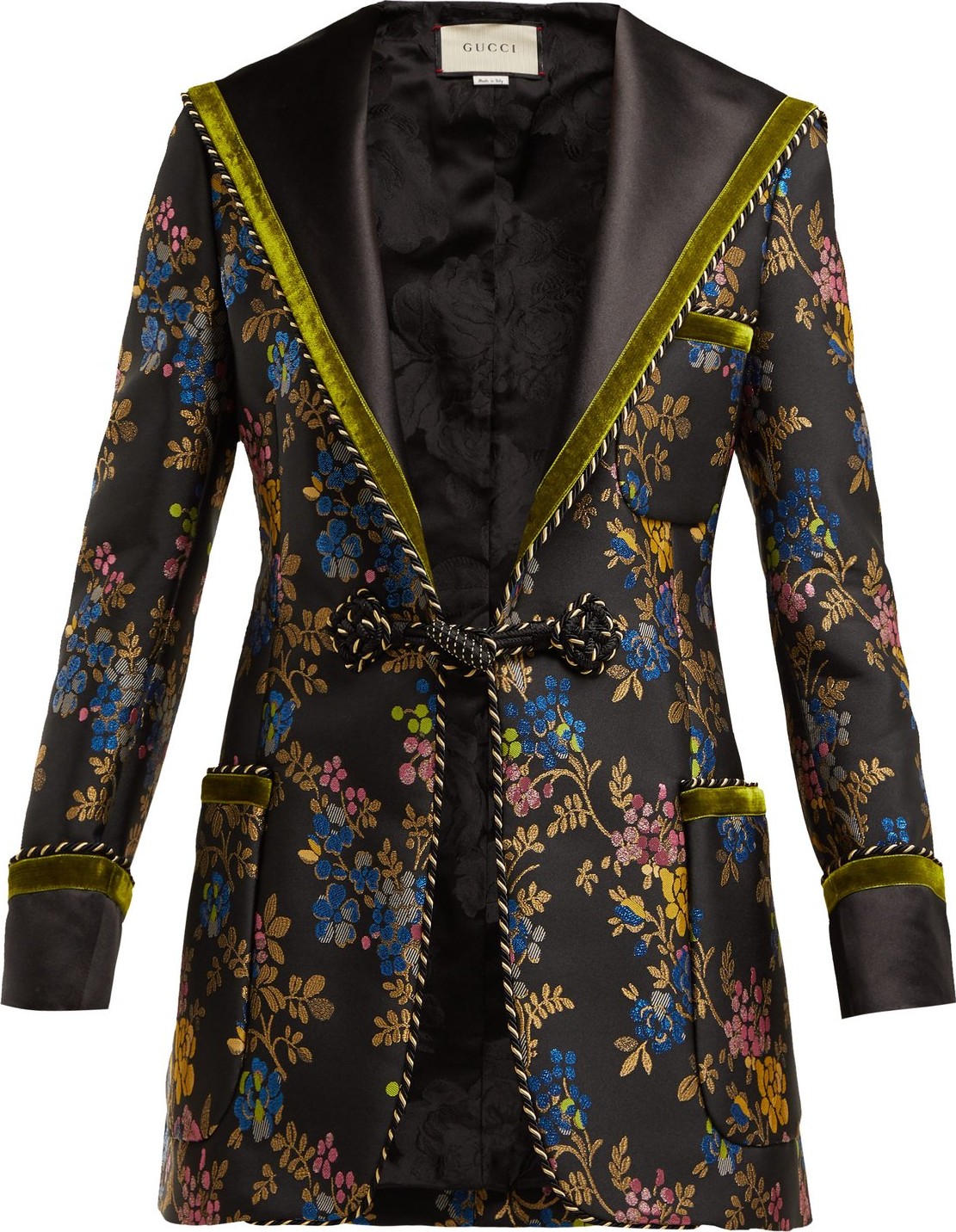 Gucci Sailor-collar floral-brocade jacket