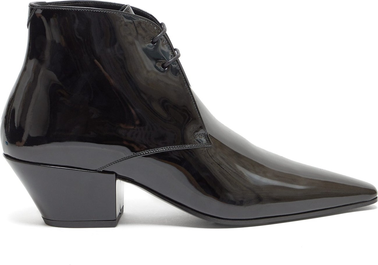 Saint Laurent Bell lace-up patent-leather ankle boots