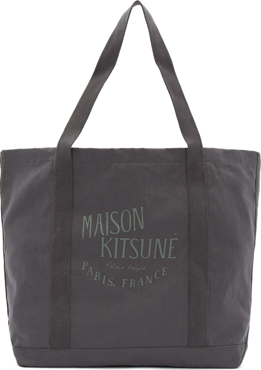 Maison Kitsune Grey 'Palais Royal' Shopping Tote