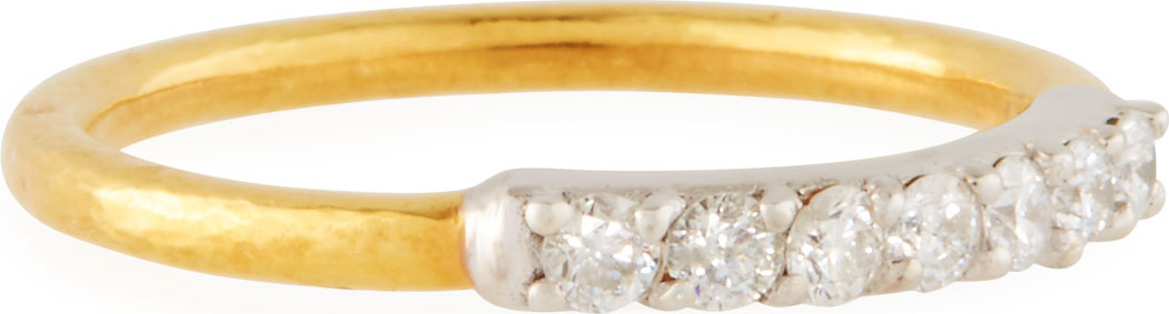 GURHAN 22k Gold Delicate Geo Pave Band Ring, Size 7