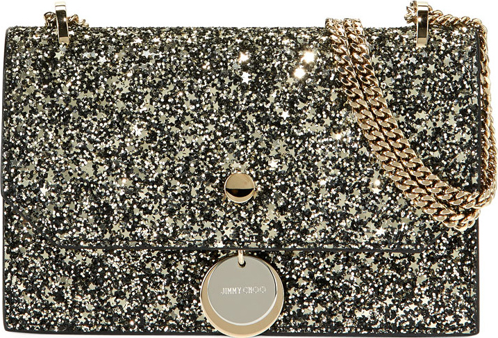Jimmy Choo Finley Star Coarse Glitter Crossbody Bag