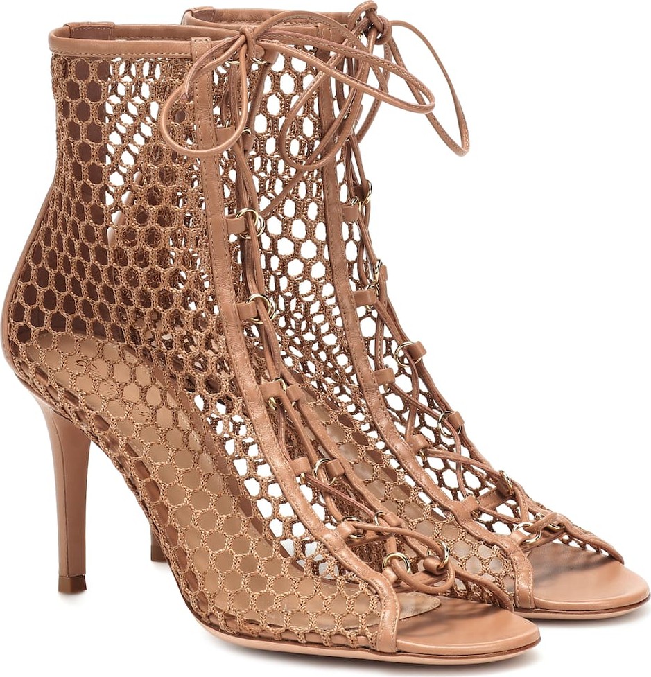 Gianvito Rossi Helena fishnet ankle boots