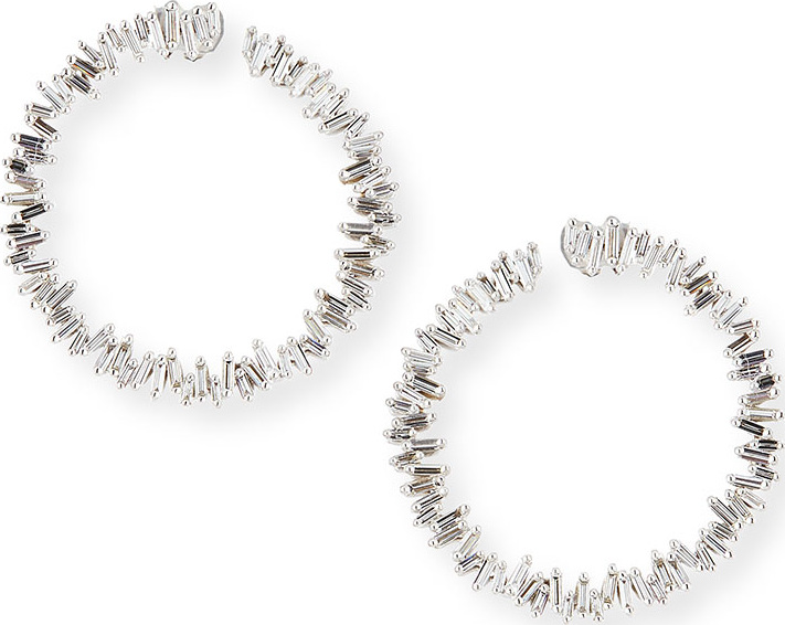 Suzanne Kalan 18k Sideways Spiral Diamond Hoop Earrings