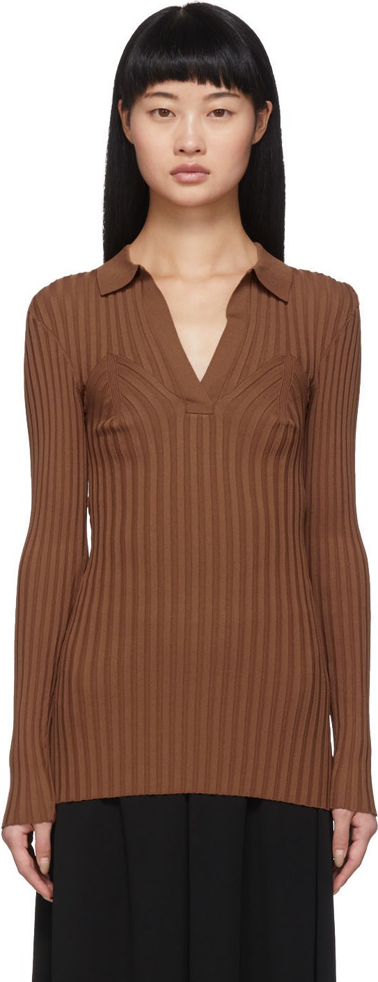 Totême Brown Knit Arradon Polo