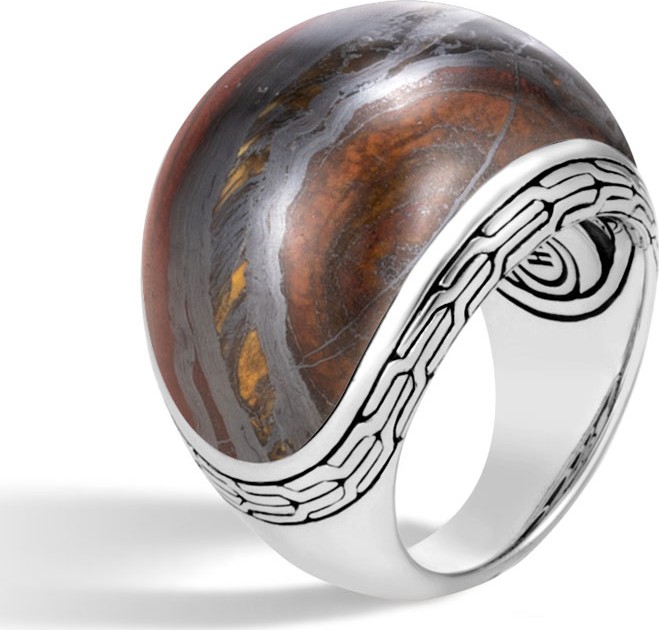 John Hardy Classic Chain Dome Ring with Tiger Iron, Size 8
