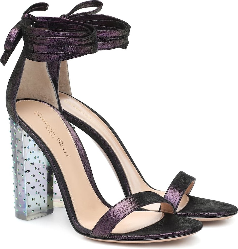 Gianvito Rossi Astra metallic suede sandals