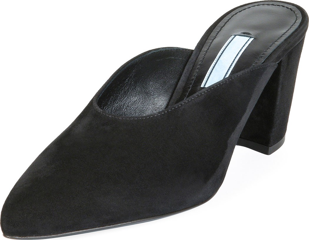 Prada 65mm Block-Heel Dipped Suede Mule