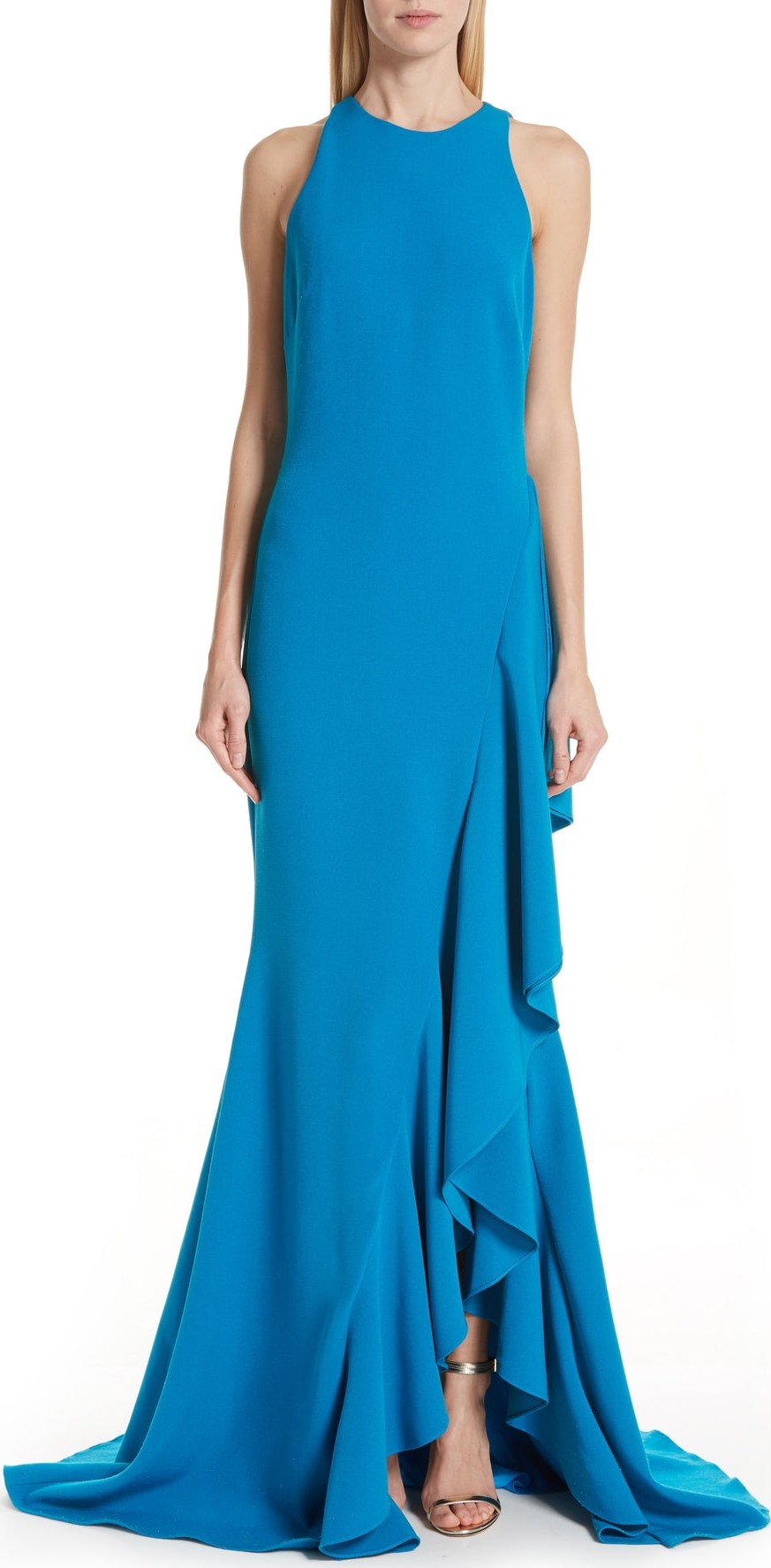 Badgley Mischka Badgley Mischka Side Ruffle Evening Dress
