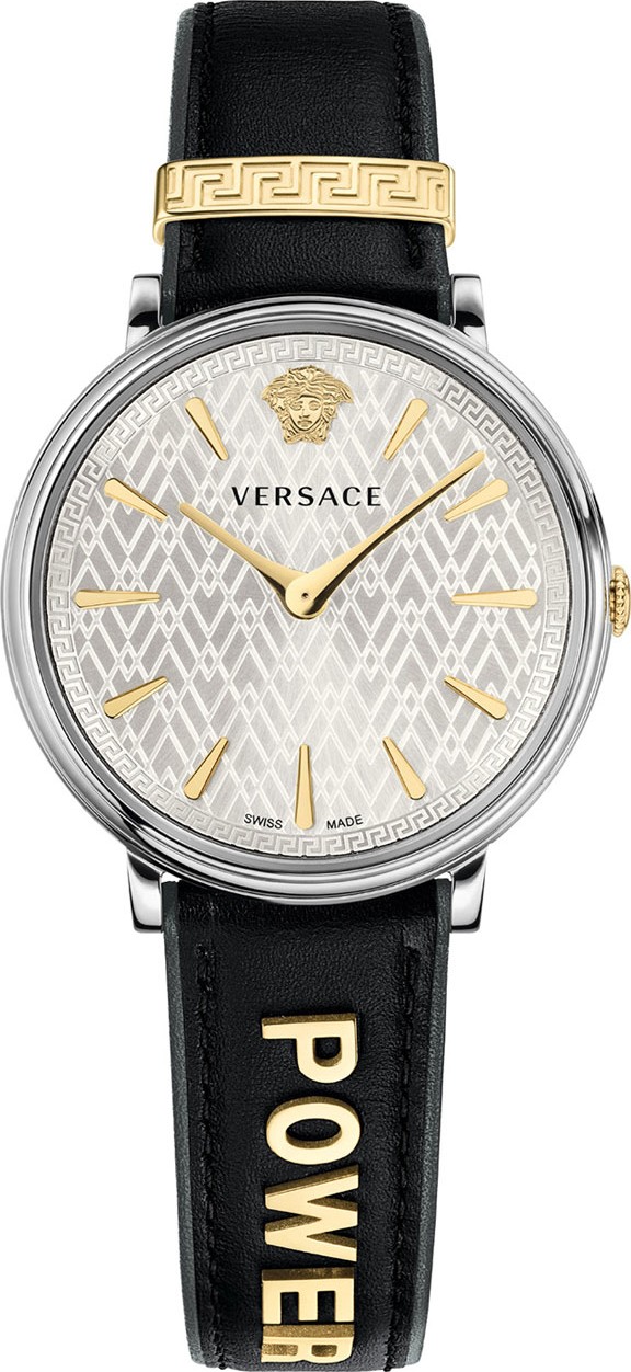 Versace 38mm Power Manifesto Leather Watch, Two-Tone