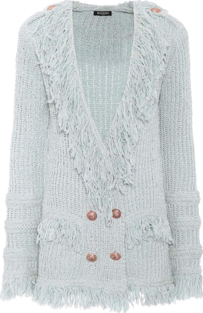 Balmain Fringed double-breasted cardigan